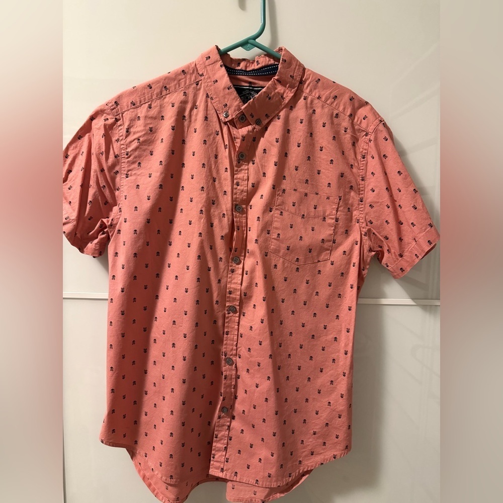 Men's Salmon Skull Patterned Shirt